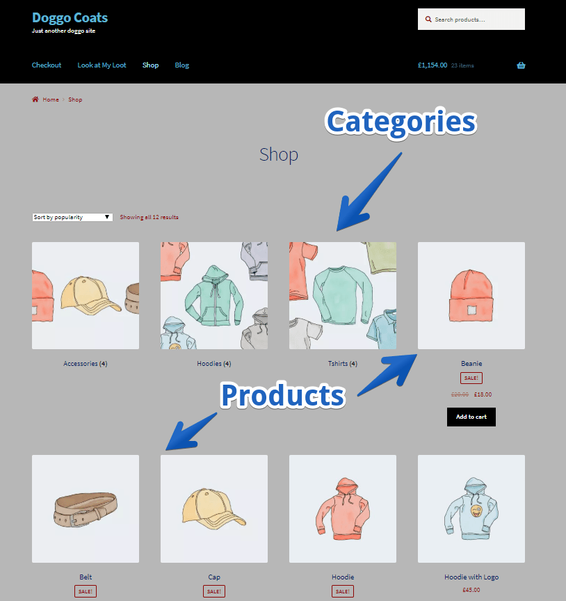 WordPress Shop Page Categories Show Before Products