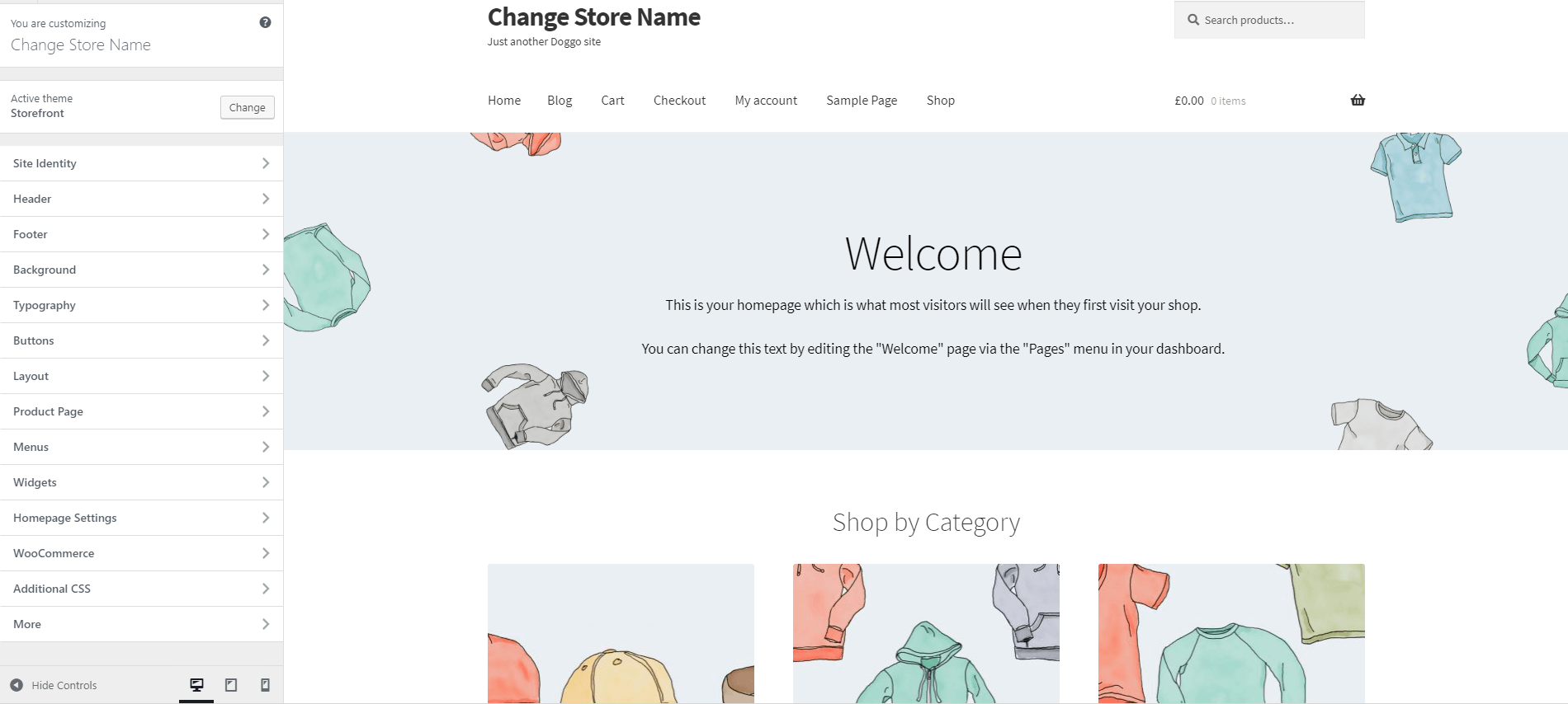 WooCommerce Storefront Theme Customizer