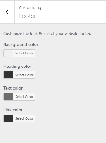 WordPress Customizer Footer Settings