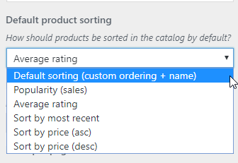 WordPress Customizer Shop Page Product Sorting Options