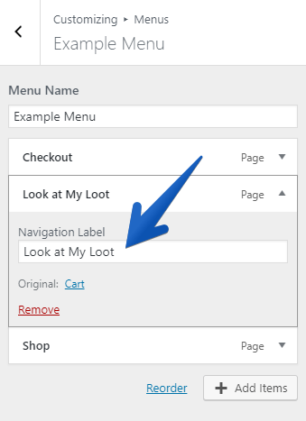 Using the WordPress Customizer to Rename Menu Navigation Titles