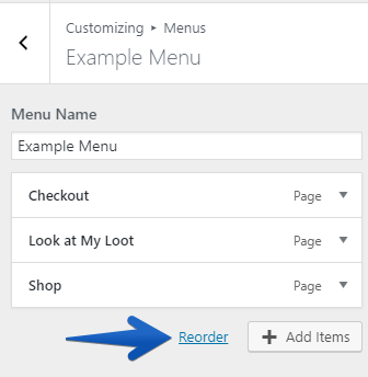 Using the WordPress Customizer to Reorder Menu Items