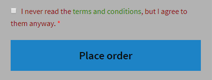 WordPress Customizer Terms and Conditions Link Checkout Page