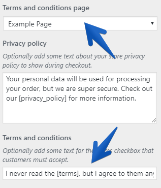 WordPress Customizer Edit Terms and Conditions Link Text on Checkout Page