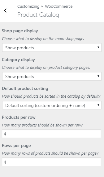 WordPress Product Catalog Settings