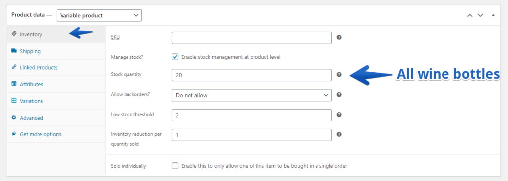 Shared stock on the product level.