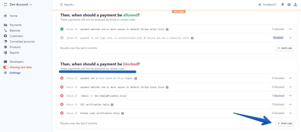 Add a new Stripe Radar Rule