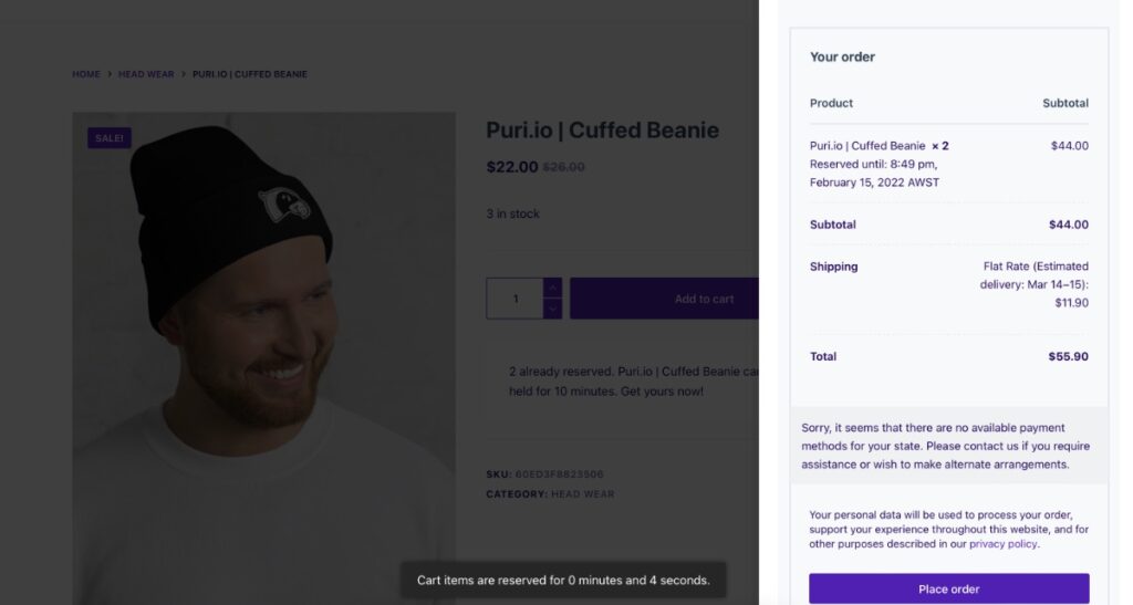 Example of a checkout popup For WooCommerce using the Fast Cart Plugin