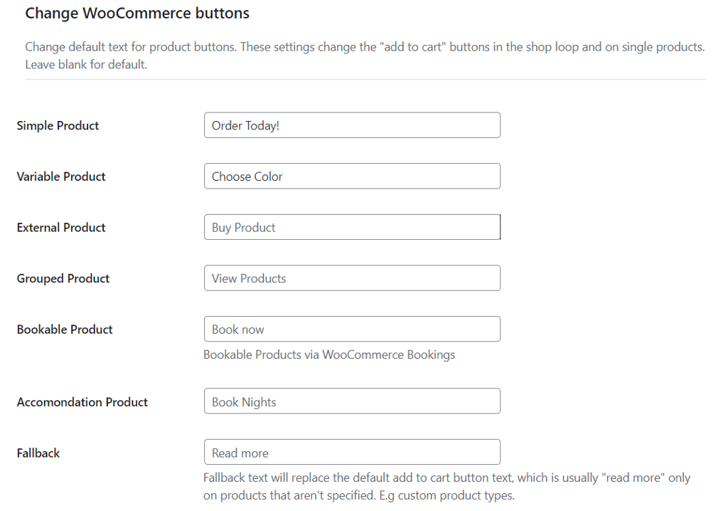 Configure the different button text per product type