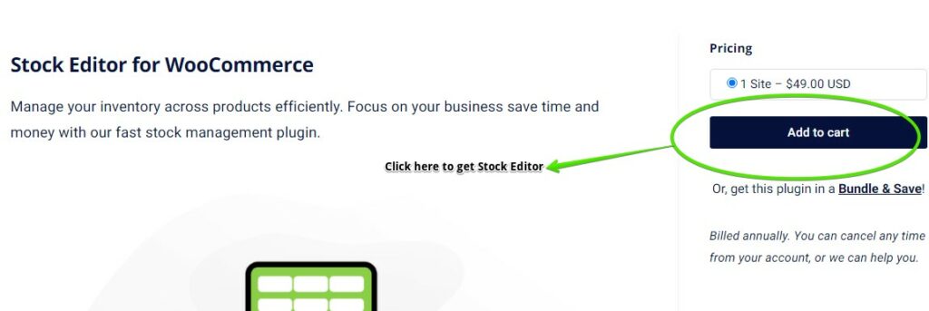 Screenshot showing how to get Stock Editor from the Puri website