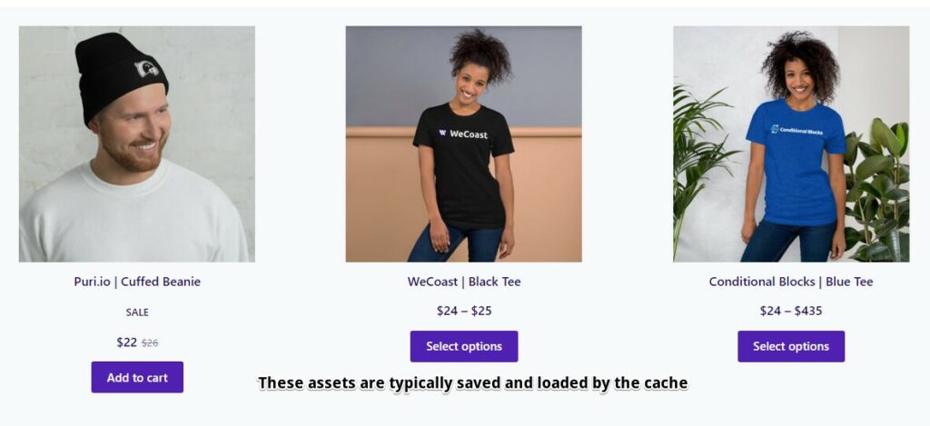 Screenshot of digital assets in a typical WooCommerce store