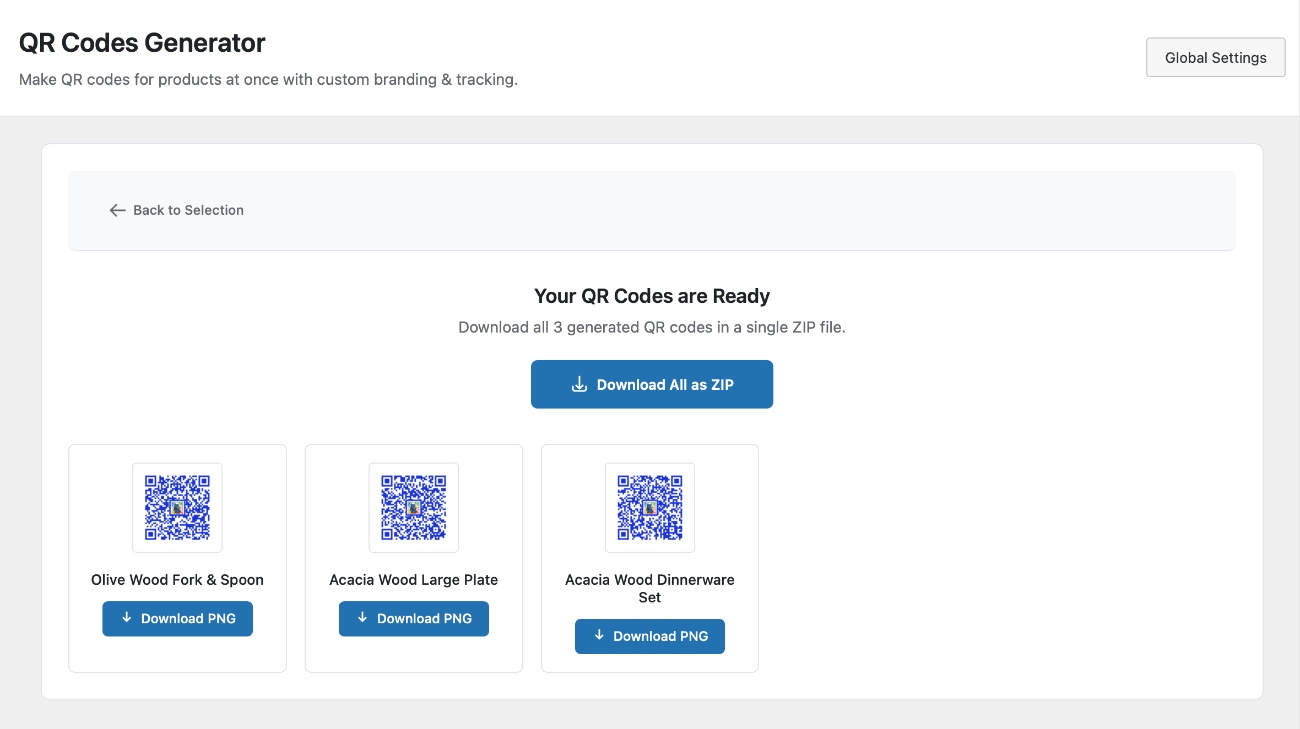 Bulk Download QR codes for products in WooCommerce with the Puri.io plugin
