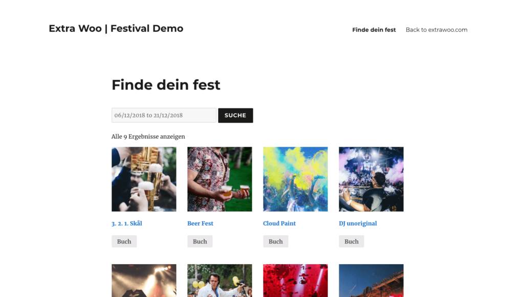 Translatable Bookings Search in German