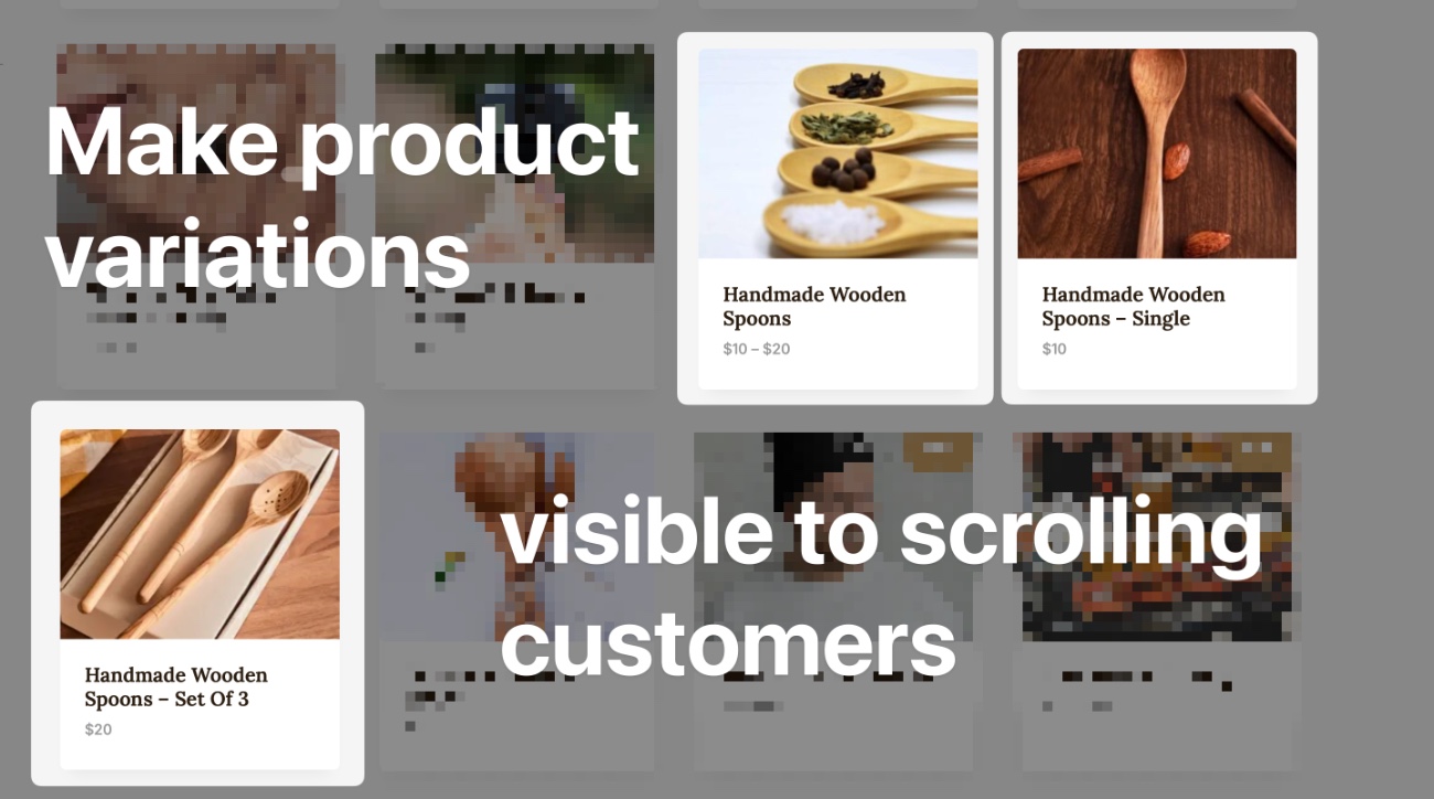 Screenshot of expanded product variation on the WooCommerce shop pages